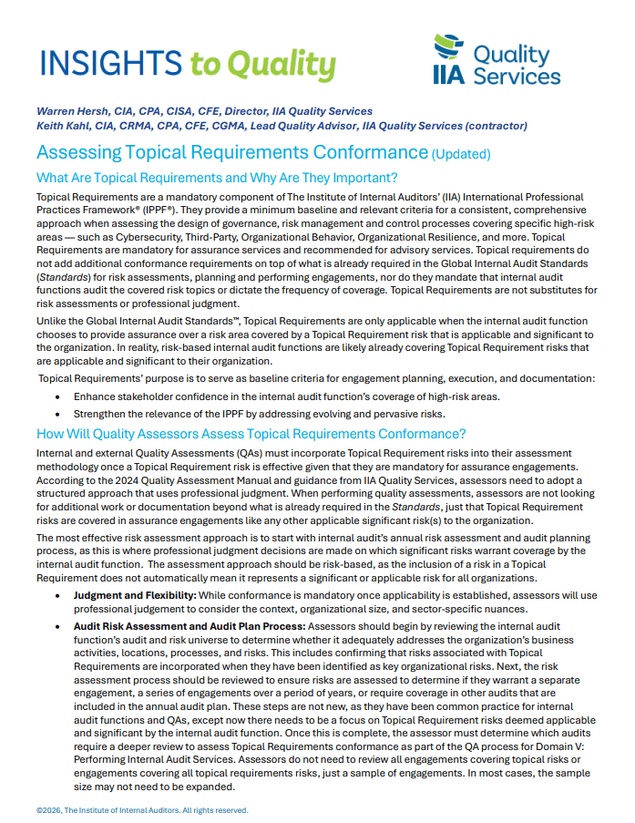 Assessing Topical Requirements Conformance