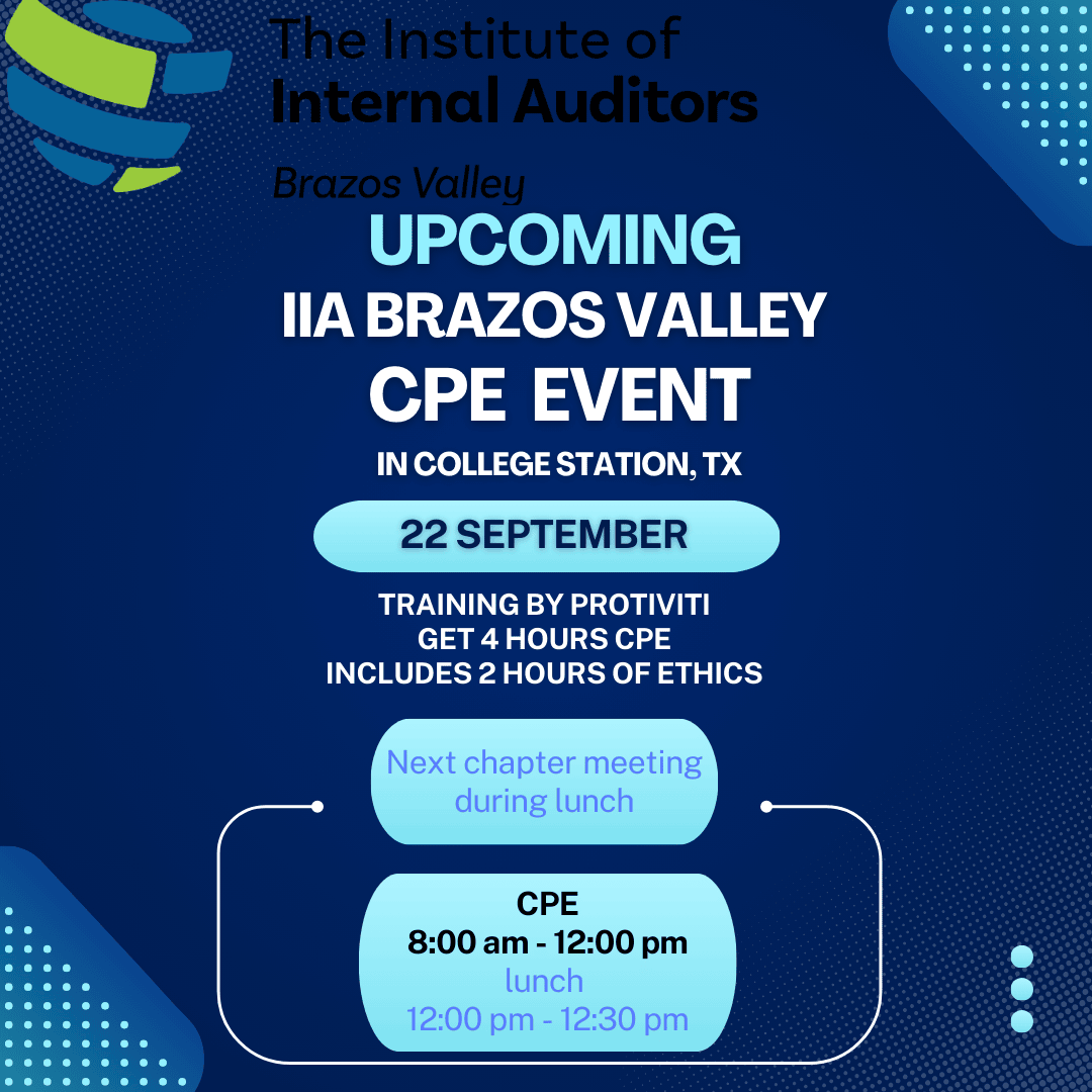 Upcoming IIA Brazos Valley CPE Event.png