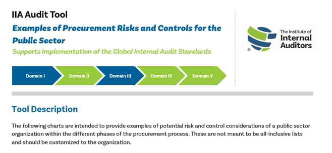 IIA Audit Tool: Examples of Procurement Risks and Controls for the Public Sector