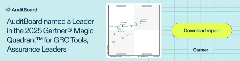 AuditBoard named a Leader in the 2025 Gartner Magic Quadrant for GRC Tools, Assurance Leaders