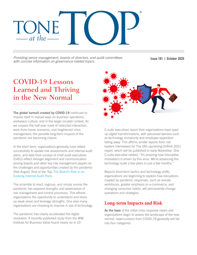 Tone at the Top: Lessons Learned from COVID-19