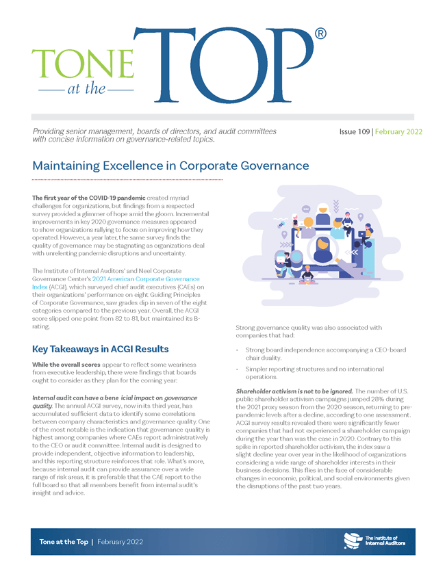 Tone at the Top: Maintaining Excellence in Corporate Governance