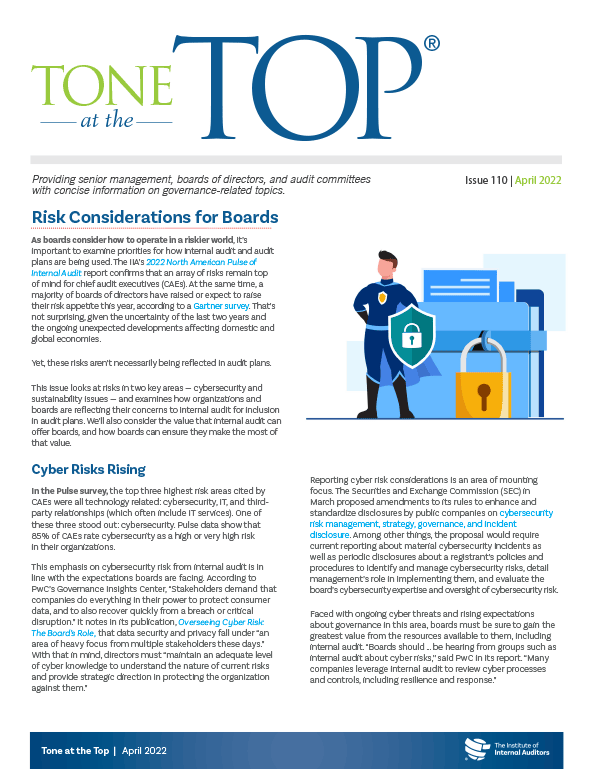 Tone at the Top: Risk Considerations for Boards