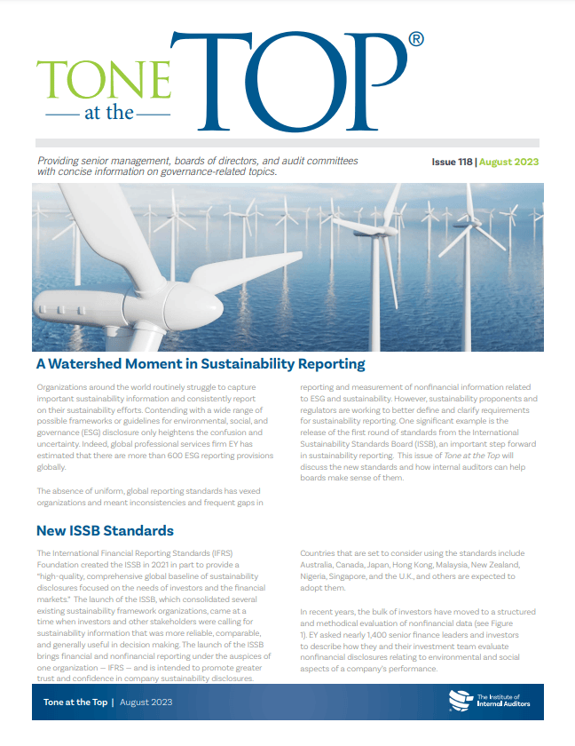 Tone at the Top: A Watershed Moment in Sustainability Reporting