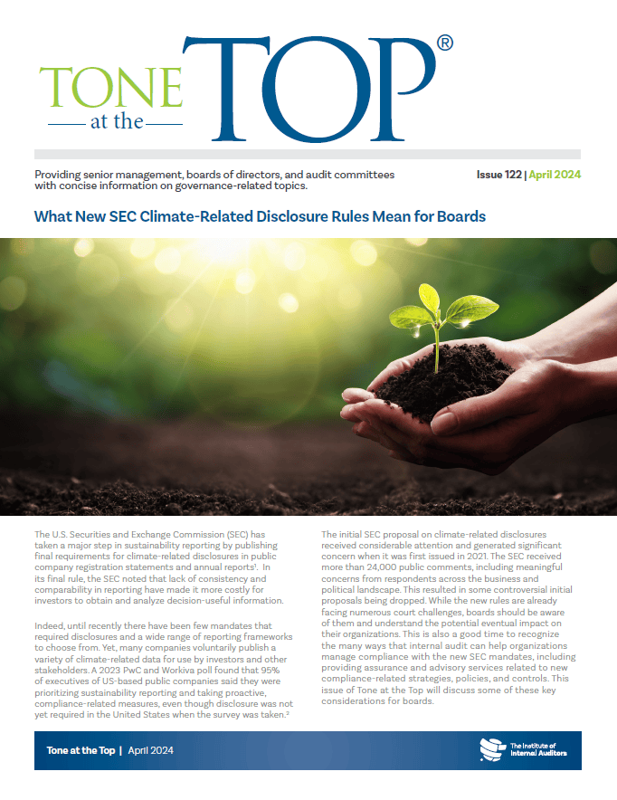 Tone at the Top: What New SEC Climate-Related Disclosure Rules Mean for Boards