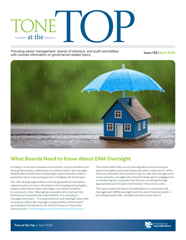 Tone at the Top: What Boards Need to Know About ERM Oversight