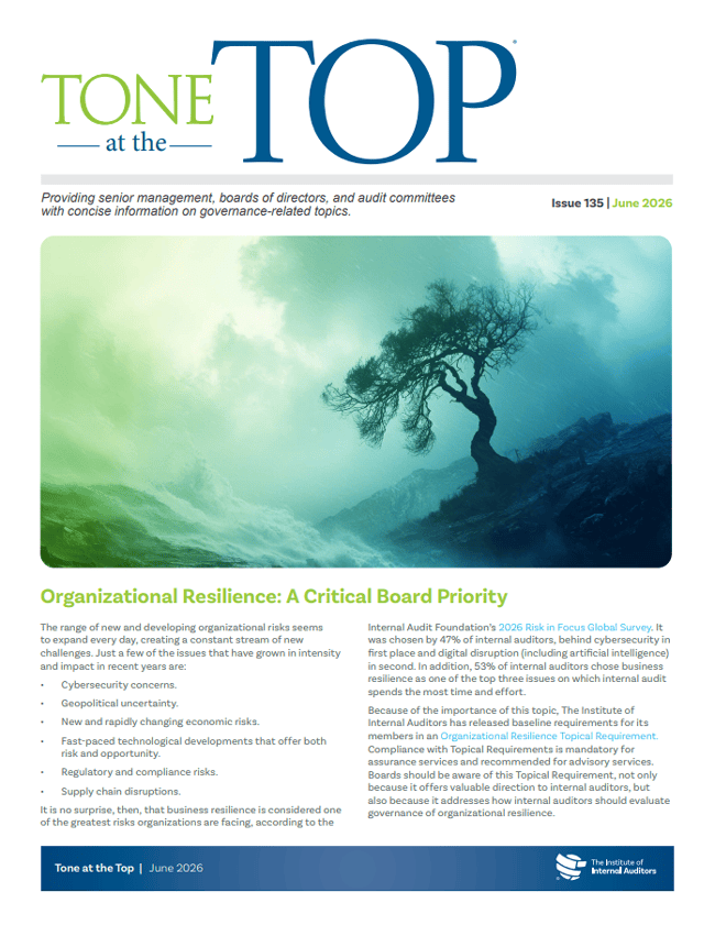 Tone at the Top: Organizational Resilience — A Critical Board Priority